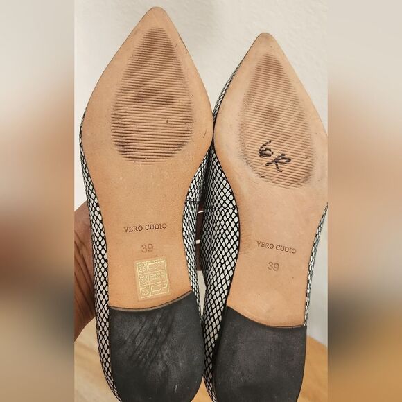 Halston Heritage Snake Leather Flats Size 8 - Picture 8 of 12